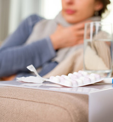 Sick Woman. Flu. Woman Caught Cold