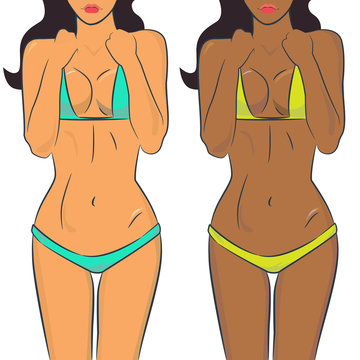 Beautiful woman bodies in bikini vector
