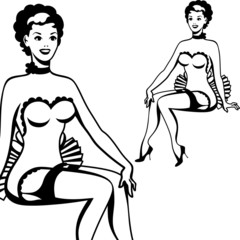 Beautiful retro girl in pop art style.