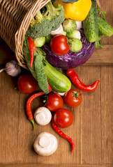 Healthy Organic Vegetables on a Wooden Background. Frame Design