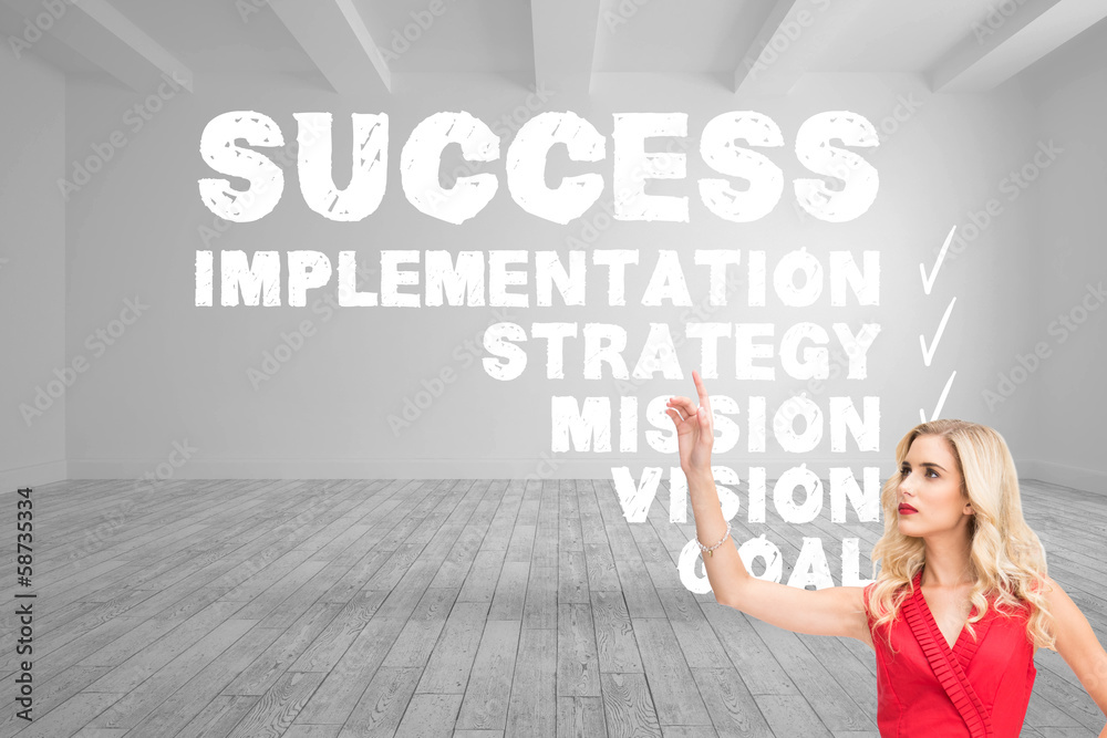 Poster composite image of elegant blonde standing pointing