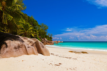 Fototapeta na wymiar Plaża na wyspie Praslin Georgette - Seszele