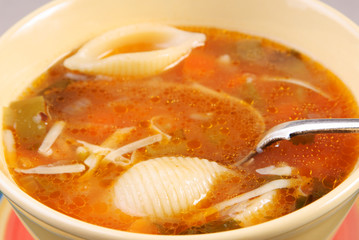 Bowl of minestrone soup