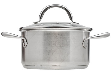 small stainless steel pan covered by glass lid © vvoe