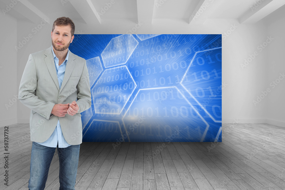 Poster composite image of suave man in a blazer