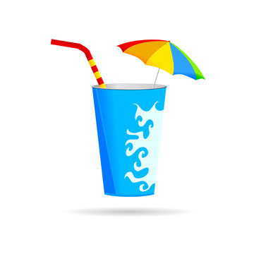 glass of juice with a straw vector illustration