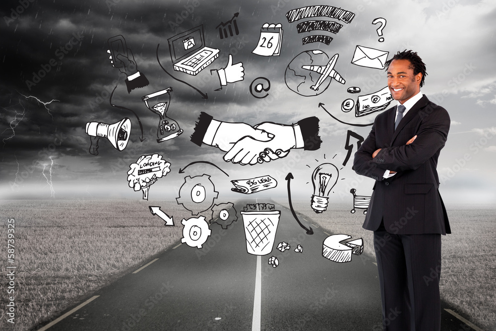 Poster composite image of businessman with folded arms