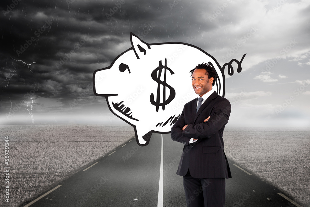 Poster composite image of businessman with folded arms