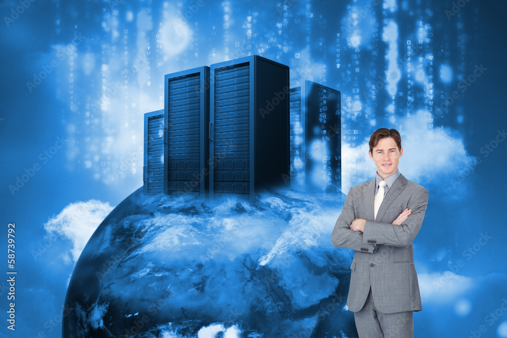 Aufkleber composite image of assertive businessman standing