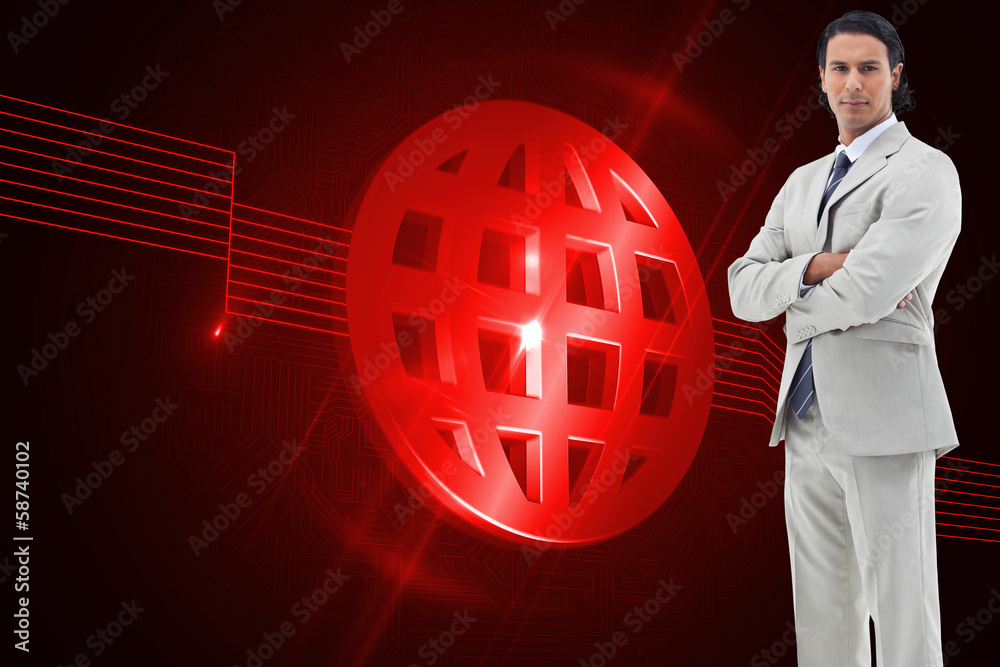 Aufkleber Composite image of serious office worker posing with the arms cr