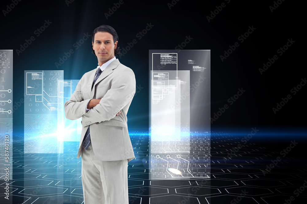 Aufkleber Composite image of serious office worker posing with the arms cr