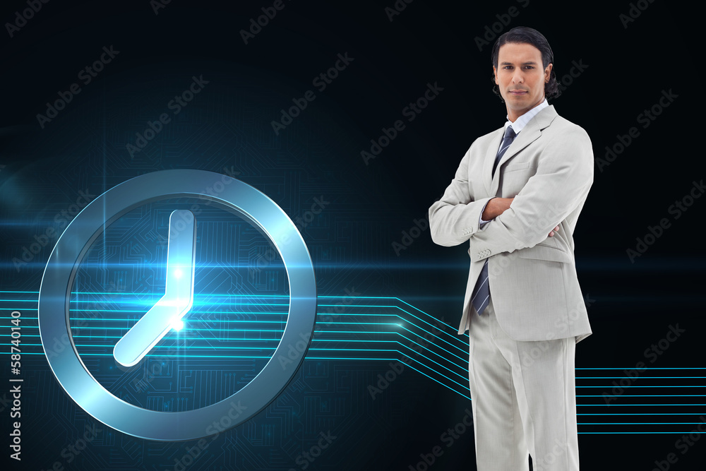 Aufkleber Composite image of serious office worker posing with the arms cr