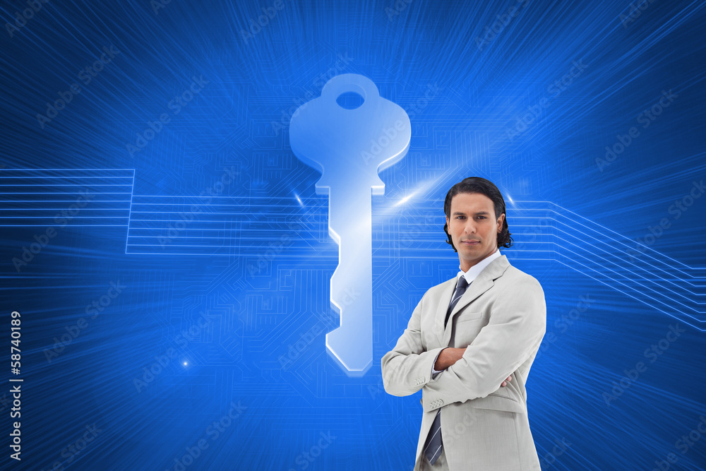Aufkleber composite image of serious office worker posing with the arms cr