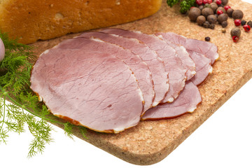 Ripe fresh ham with vegetables