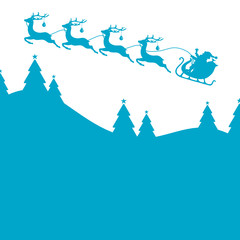 Christmas Sleigh 4 Reindeers Blue