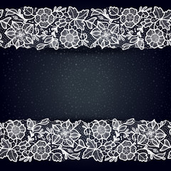 Abstract lace ribbon seamless pattern with elements flowers.