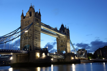 Fototapeta na wymiar Famous and Beautiful Evening View of Tower Bridge, London, UK