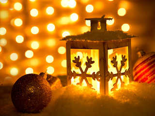 Christmas lantern with snowflakes