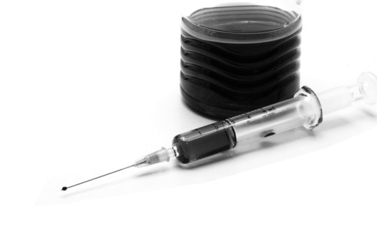 syringe isolated on white background, Black and white style