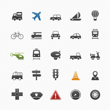 transport and traffic vector symbol icon set