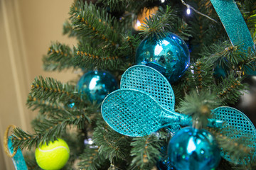 Tennis rackets christmas tree decoration