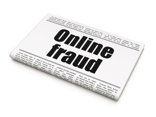 Safety concept: newspaper headline Online Fraud