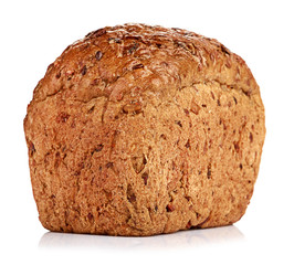 whole grain bread isolated on white background