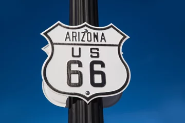 Papier Peint photo Route 66 Panneau de signalisation de la Route 66 en Arizona USA