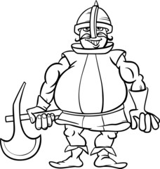 knight with axe cartoon coloring page