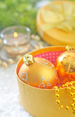 box for present and christmas decoration