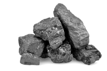 Obraz premium Pile of coal isolated on white