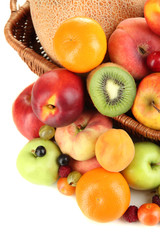 Assortment of juicy fruits, isolated on white