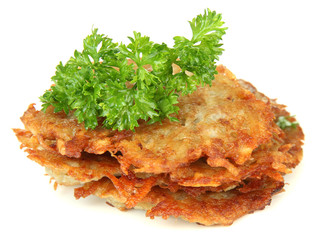 Potato pancakes, isolated on white