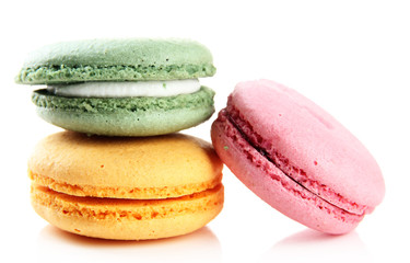 Gentle macaroons isolated on white