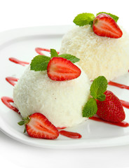Delicious coconut cakes isolated on white