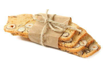 Biscotti with  nuts, isolated on white