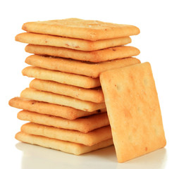 Delicious crackers isolated on white