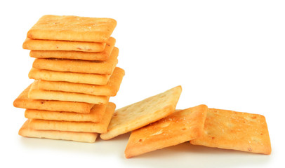 Delicious crackers isolated on white