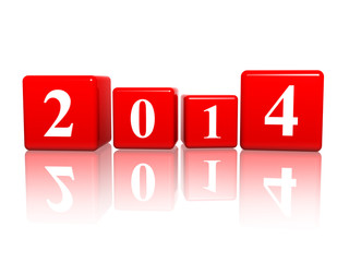 new year 2014 in red cubes