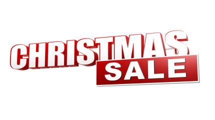 christmas sale in 3d red letters and block