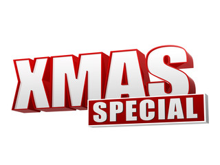 xmas special in 3d red letters and block