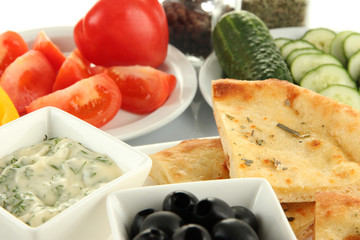 Traditional Turkish breakfast close up