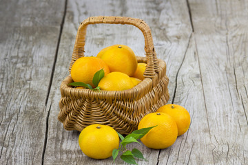 fresh tangerines in a basket