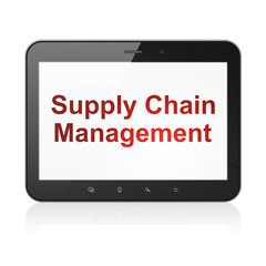 Advertising concept: Supply Chain Management on tablet pc