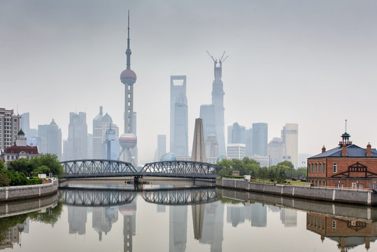 China Shanghai Bund in fog