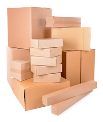 Different cardboard boxes isolated on white