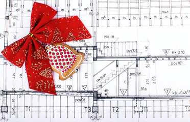 architect design blueprints christmas background