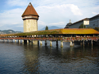 Chapel bridge and the Water Tower, Lucerne, Switzerland