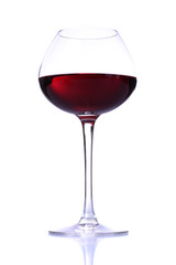 Wineglass with red wine, isolated on white