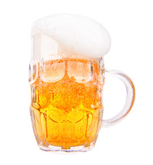 Frosty glass of light beer